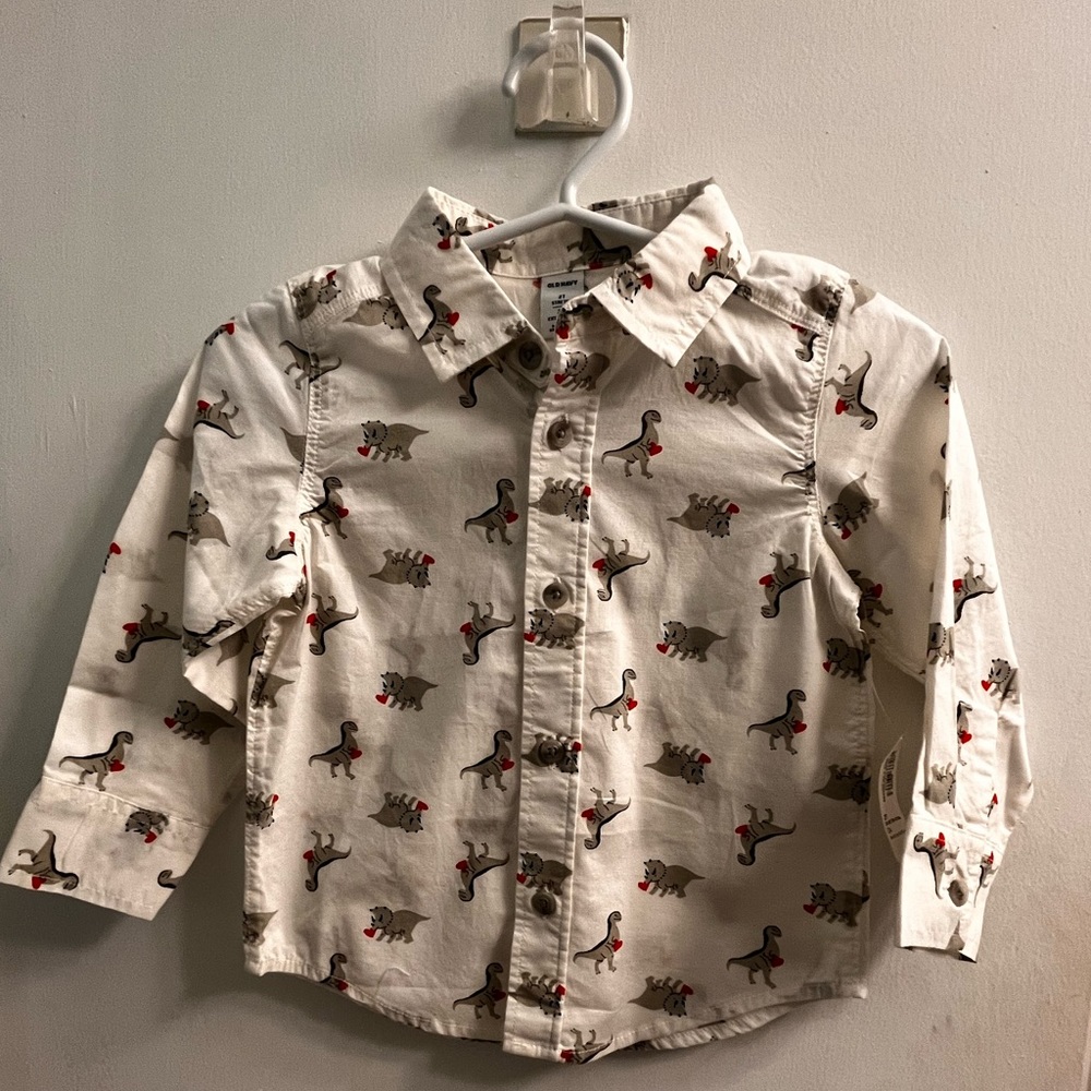 Old Navy Toddler Boys’ Long Sleeve Dinosaur Printed Shirt